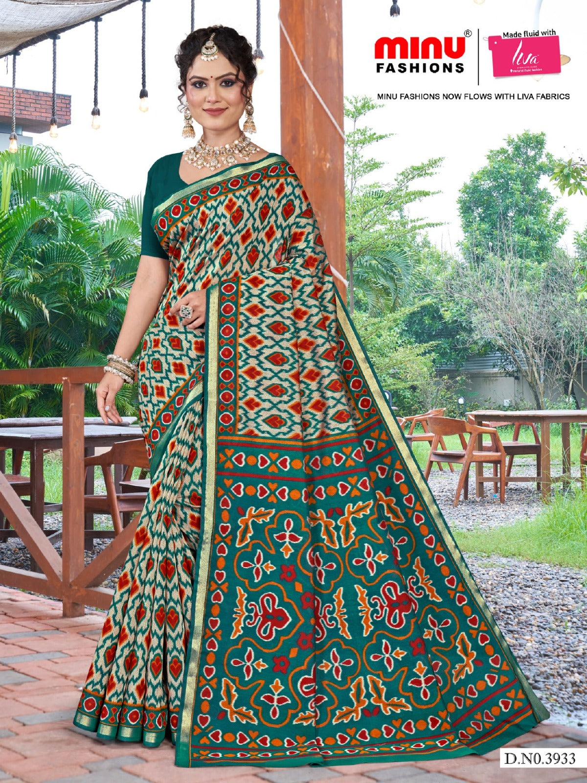 Malai Cotton Saree Kanishka Ikkat - 8 Pcs Set