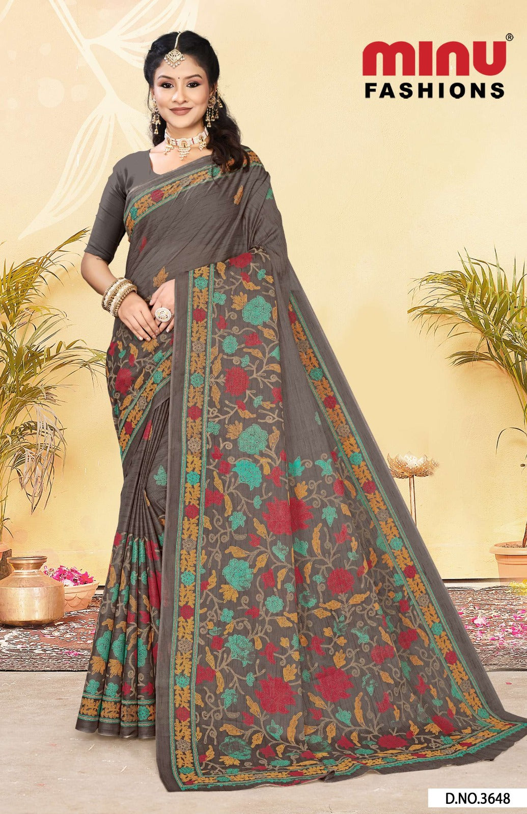 Malai Cotton Saree Kashmiri Cotton (Vol-3) - 8 Pcs Set