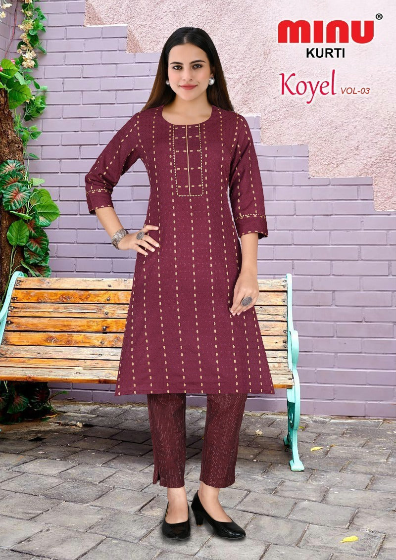 2 Piece Cotton Kurti Set Koyel Combo (Vol-3) - 4 Pcs Set