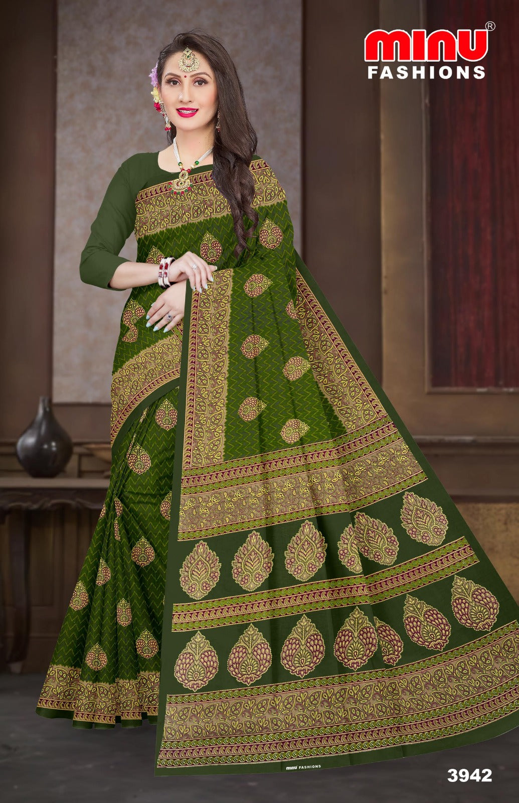 Printed Cotton Saree Malaika (Vol-43) (Special Rate) - 10 Pcs Set