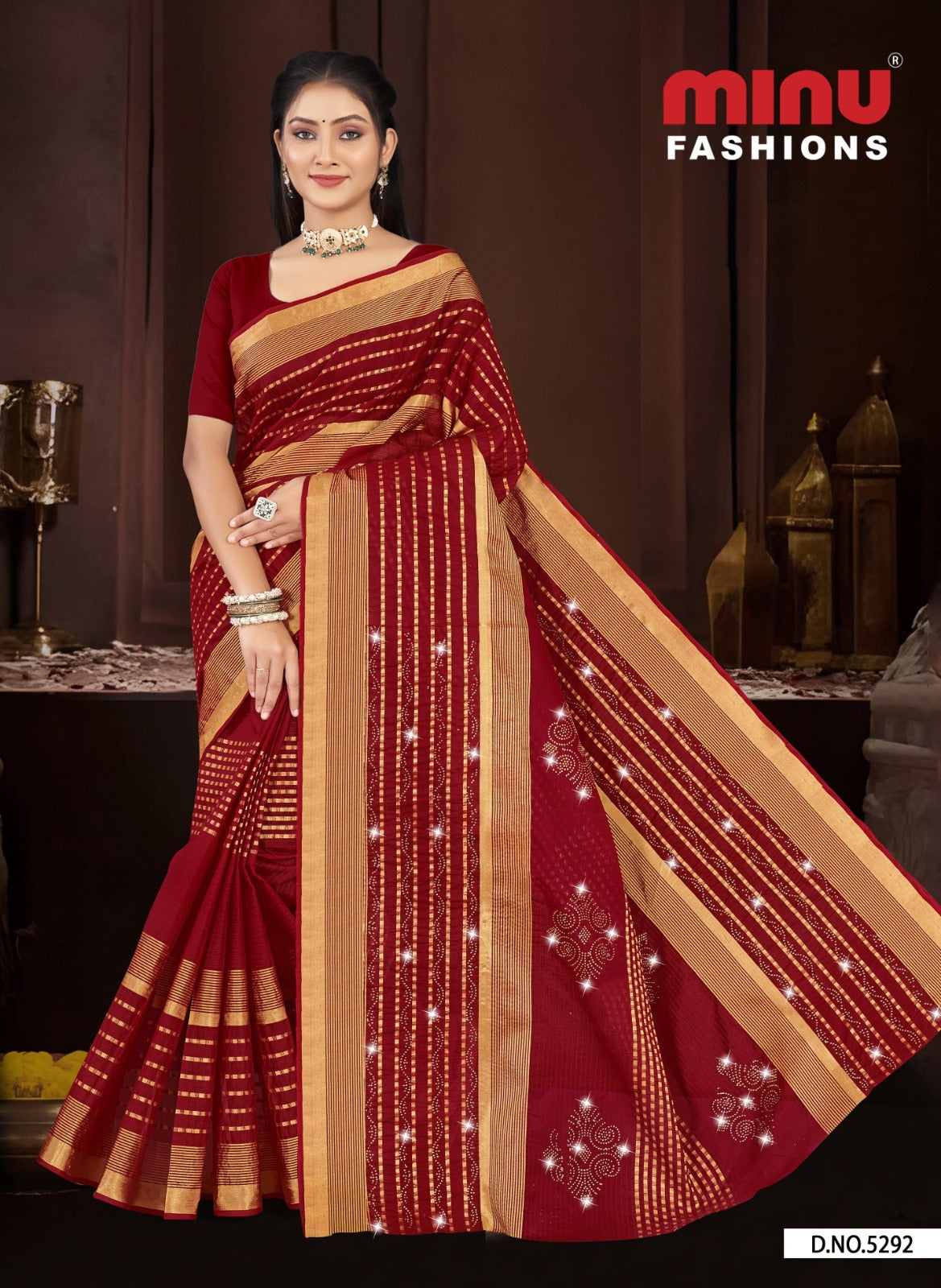Embroidered Cotton Saree Mannat (Special Rate) - 8 Pcs Set