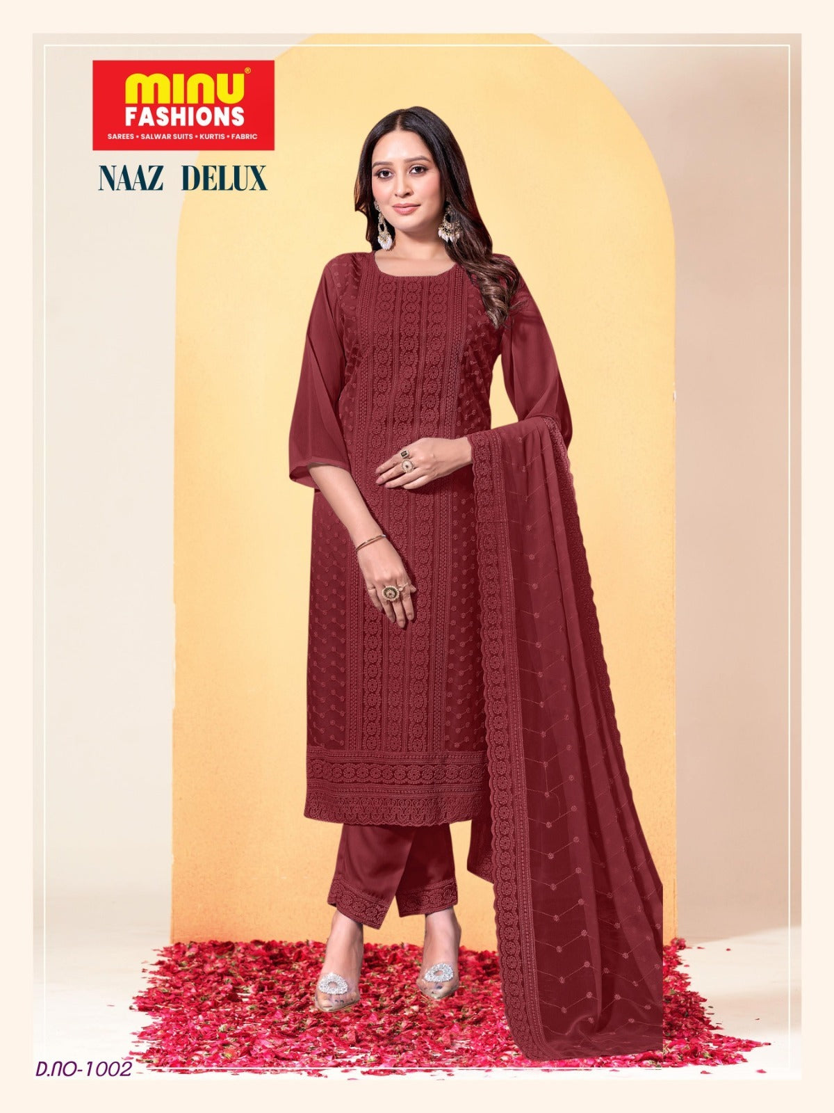 3 Piece Cotton Kurti Set Naaz Deluxe - 4 Pcs Set