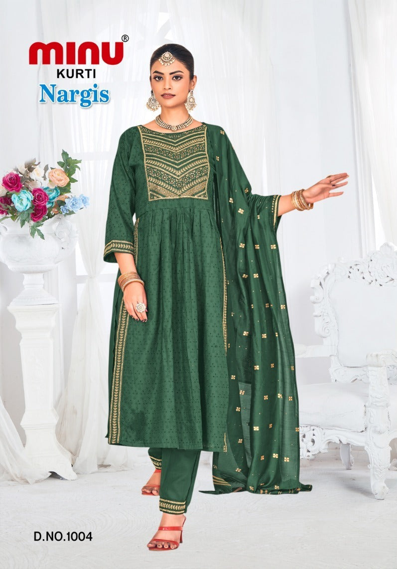 3 Piece Rayon Kurti Set Nargis - 4 Pcs Set