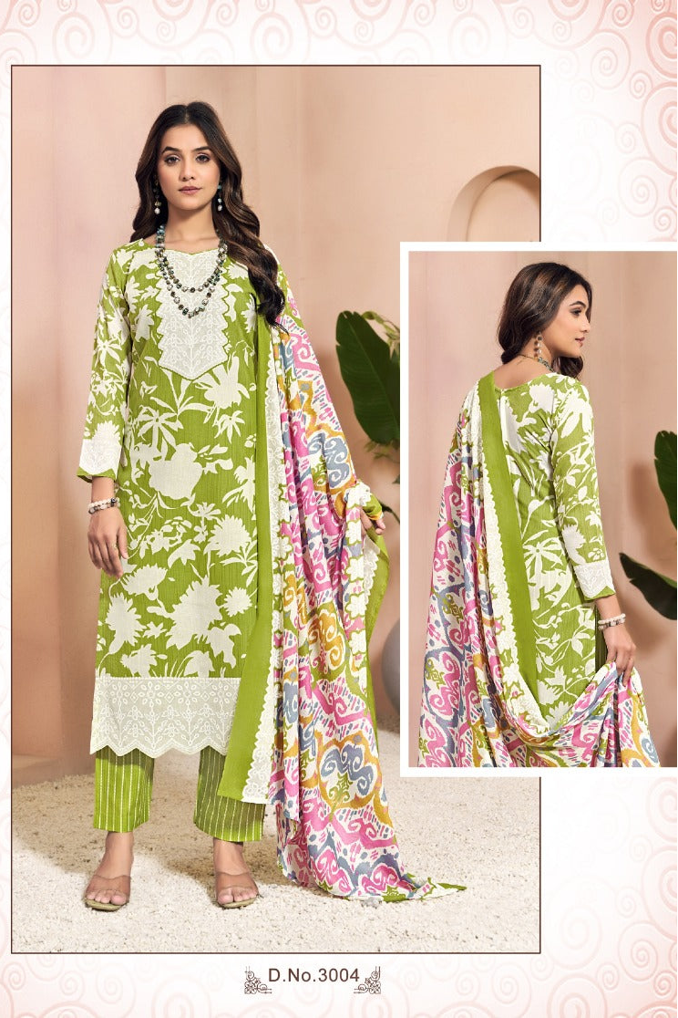 Printed Cotton Unstitched Salwar Suit Oasis Vol-3 (Special Rate) - 8 Pcs Set