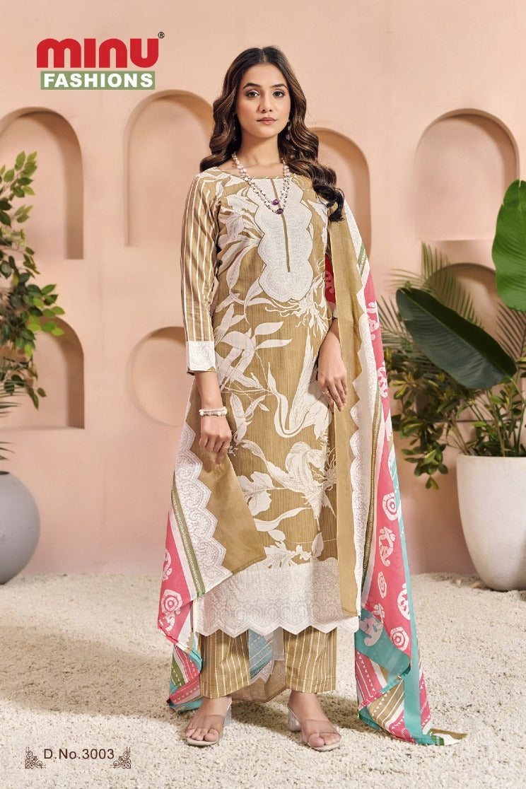 Printed Cotton Unstitched Salwar Suit Oasis Vol-3 (Special Rate) - 8 Pcs Set