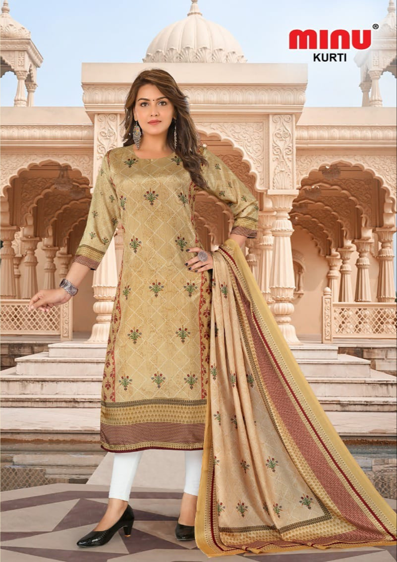 Printed Cotton Kurti Pearl - 4 Pcs Set