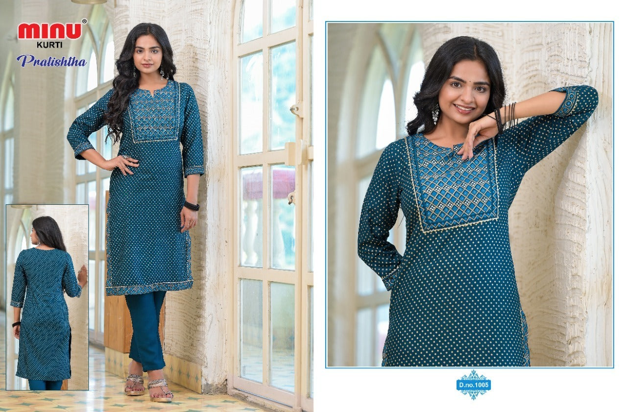 2 Piece Rayon Kurti Set Prathista Combo - 6 Pcs Set