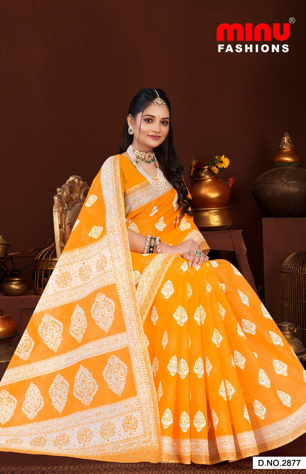 Malai Cotton Saree Priyatama Pestal - 10 Pcs Set