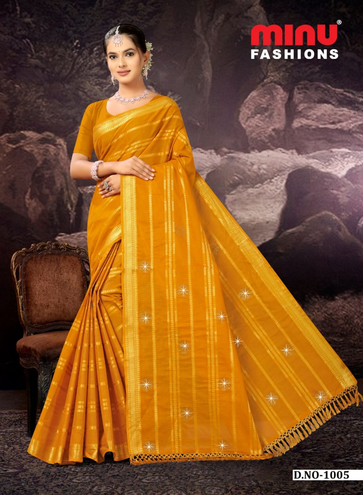 Embroidered Cotton Saree Swara (Special Rate) - 8 Pcs Set