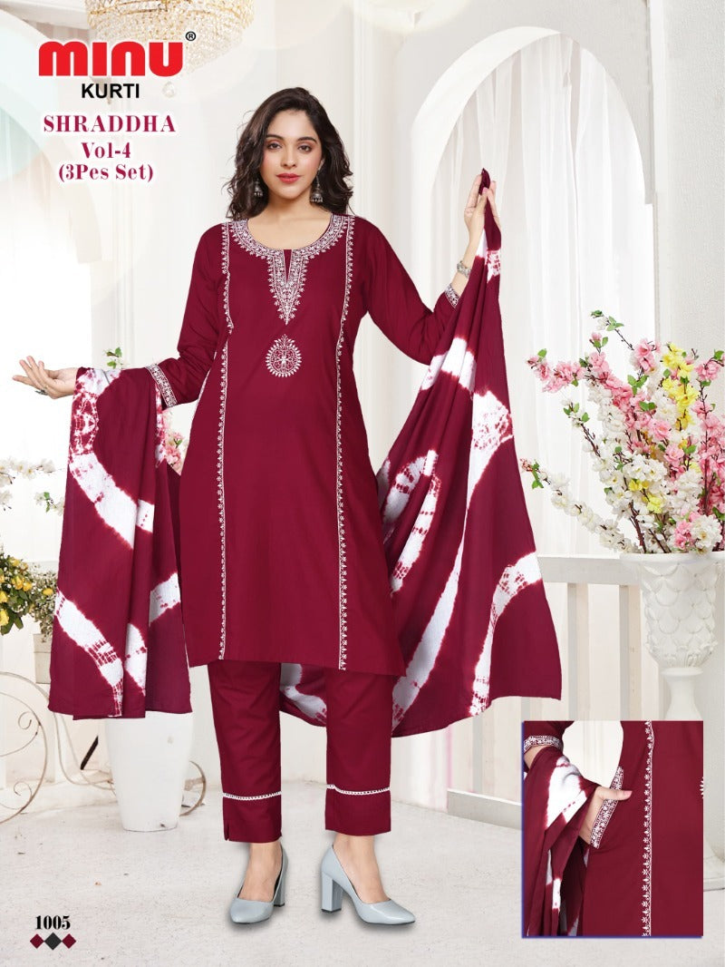 3 Piece Cotton Kurti Set Sharaddha (Vol-4) - 6 Pcs Set