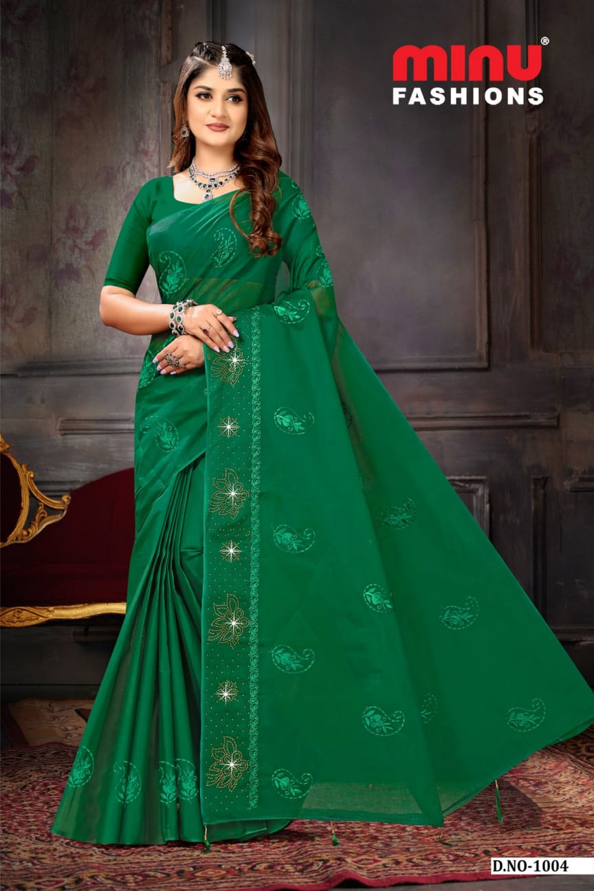 Embroidered Cotton Saree Sneha (Special Rate) - 6 Pcs Set