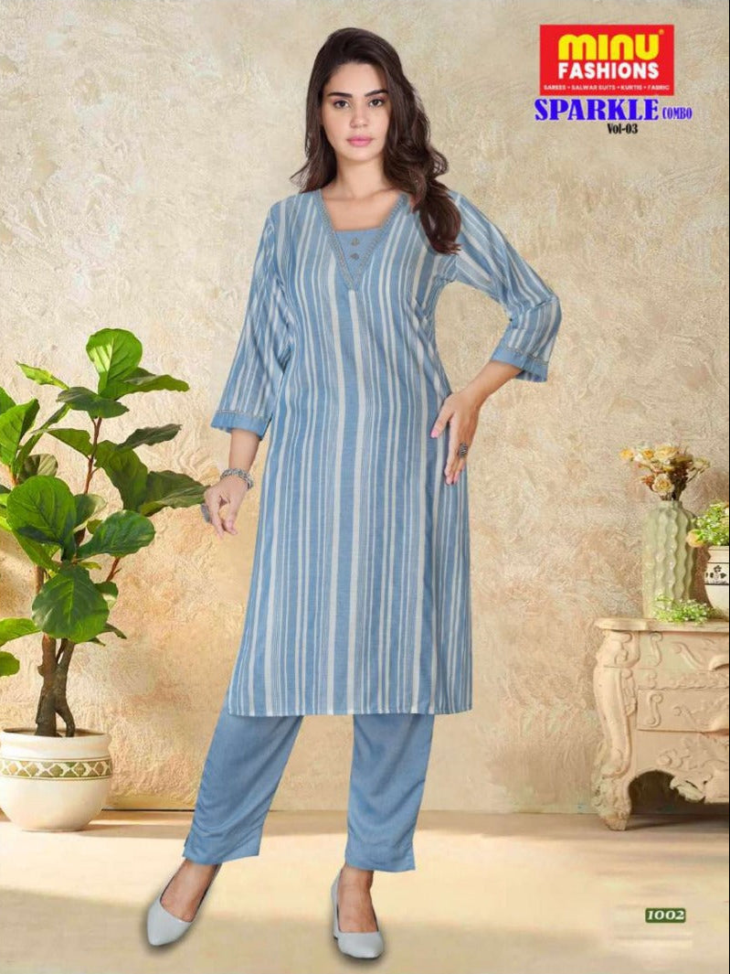 2 Piece Rayon Kurti Set Sparkle Combo (Vol-3) - 4 Pcs Set