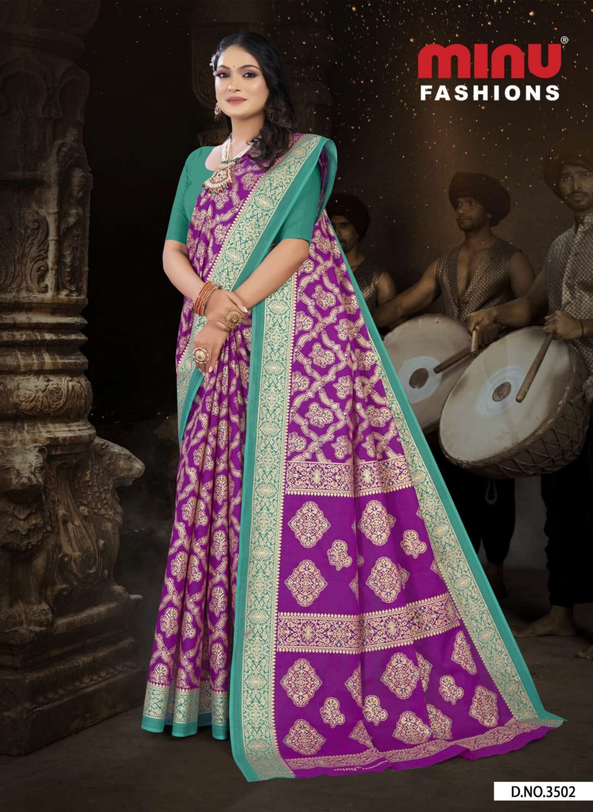 Malai Cotton Saree Tanushka - 8 Pcs Set