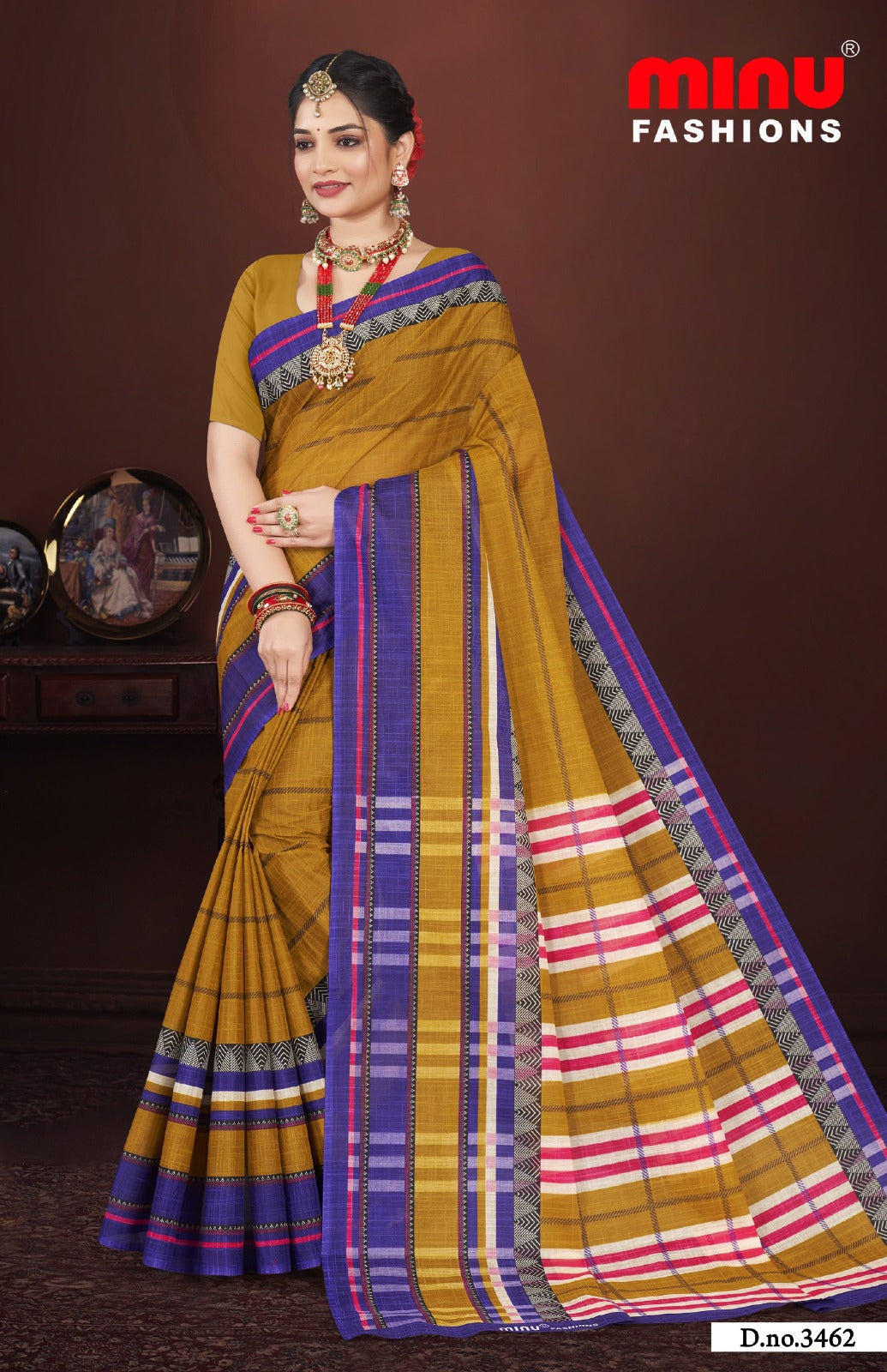 Malai Cotton Saree Velvet Touch (Vol-12) - 10 Pcs Set