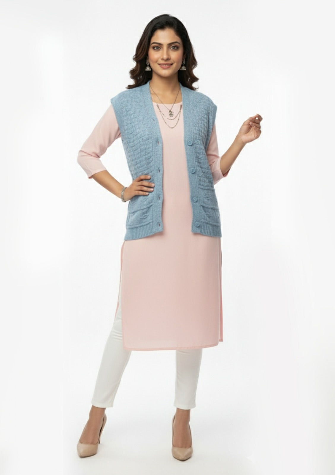 Woolen Half Sleeve Pullover Kusum (Special Rate) - Assorted 6 Pcs