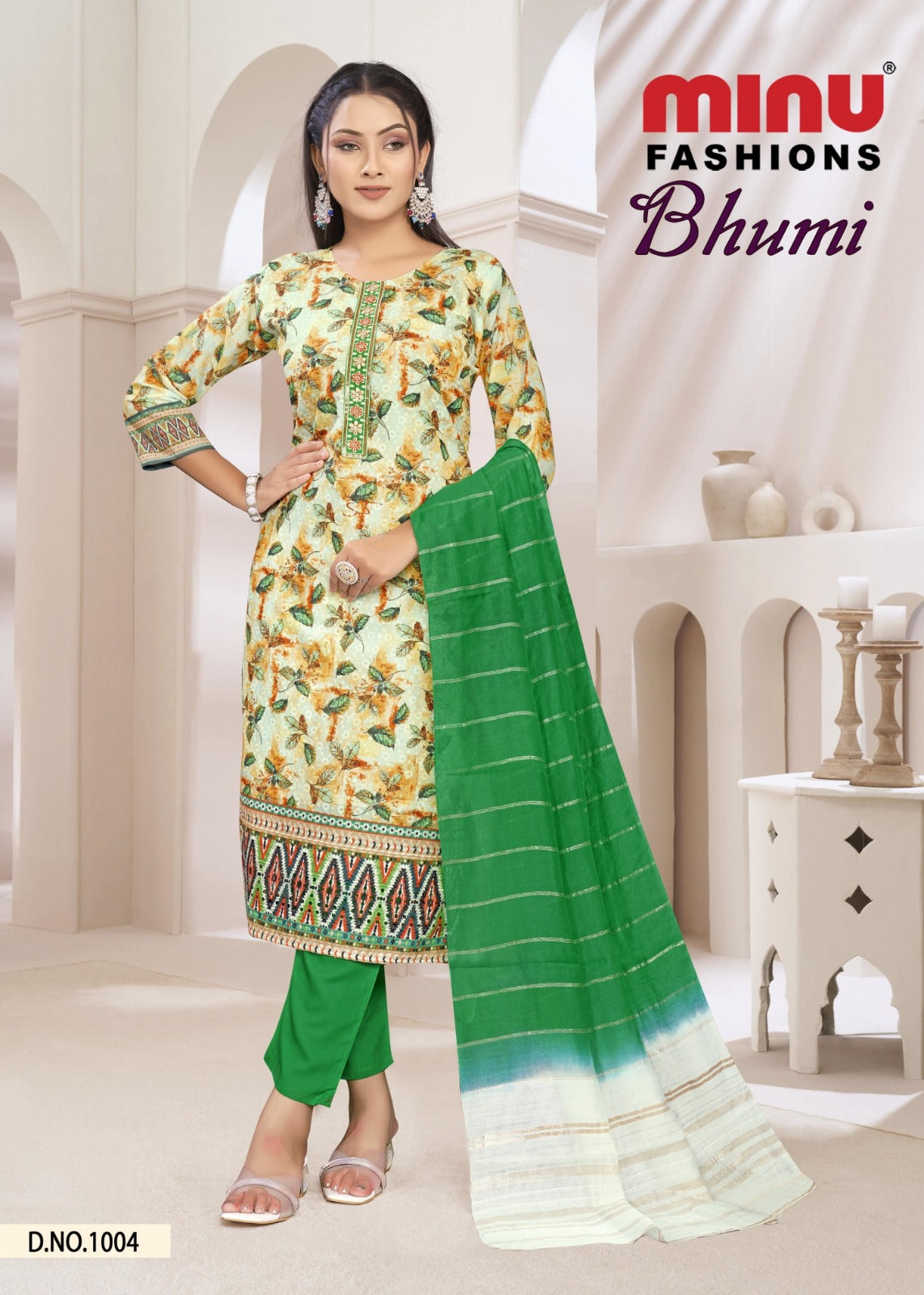 Printed Cotton Stitched Salwar Suit Bhumi (With Inner) - 8 Pcs Set
