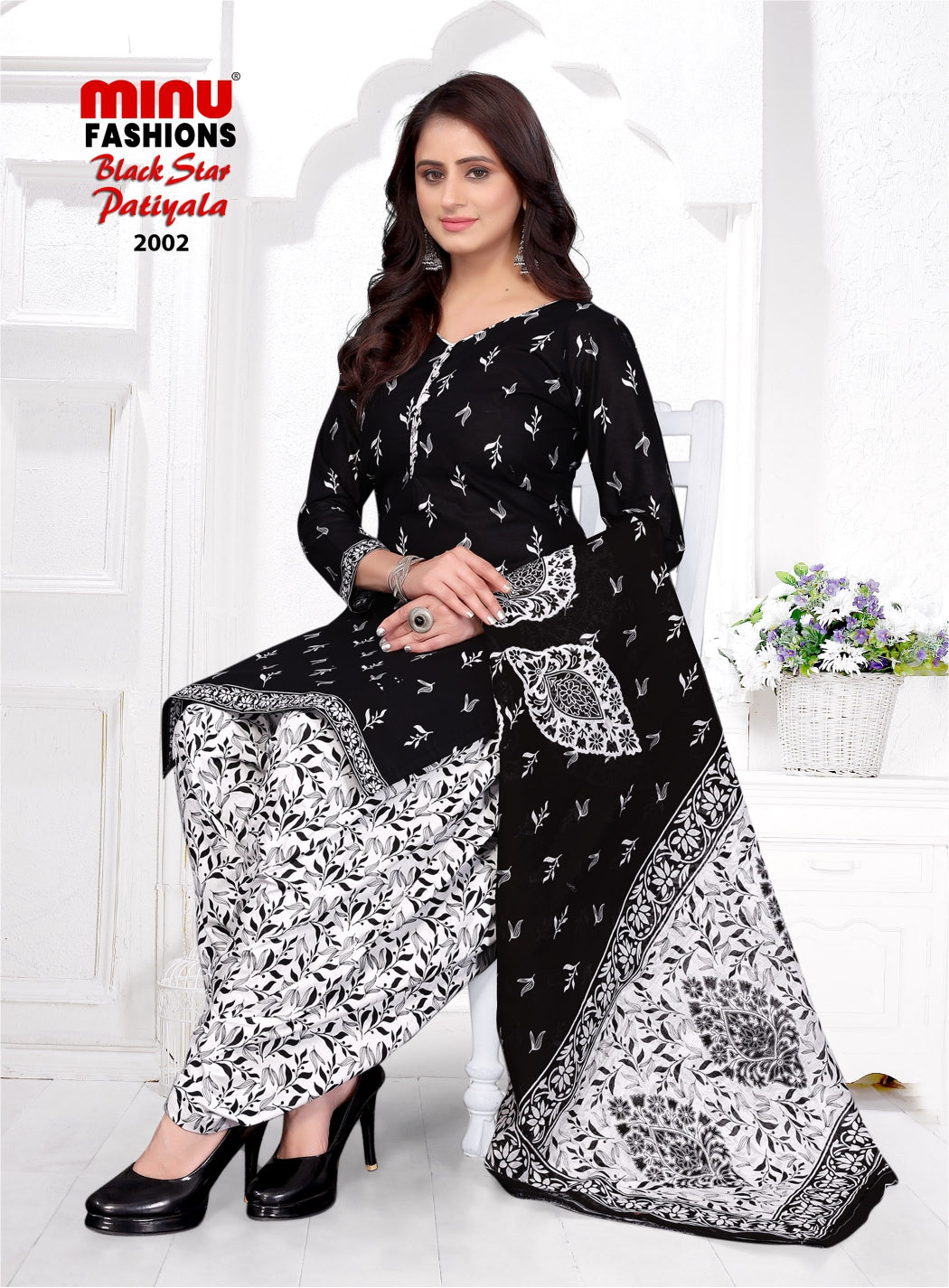 Printed Cotton Unstitched Salwar Suit Black Star Patiala Vol-2 (Special Rate) - 6 Pcs Set