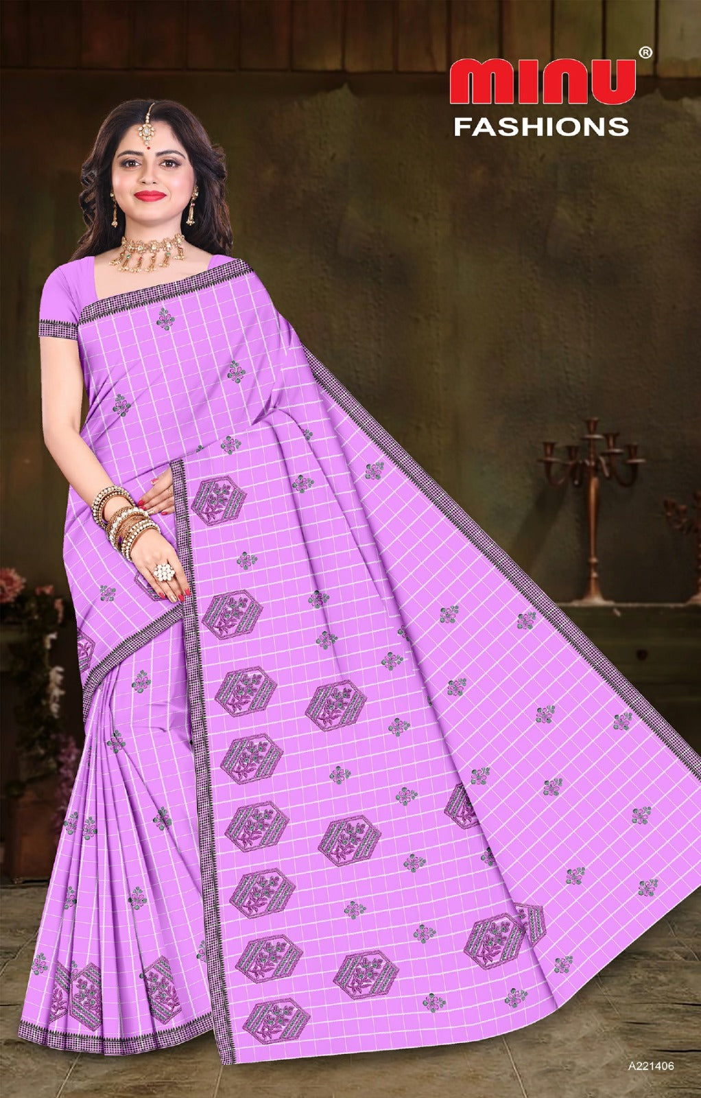 Embroidered Cotton Saree Chatori (Special Rate) - 8 Pcs Set
