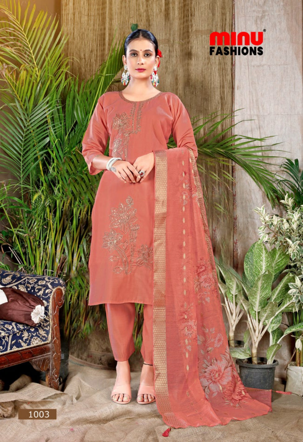 Embroidered Silk Stitched Salwar Suit Chitra - 6 Pcs Set