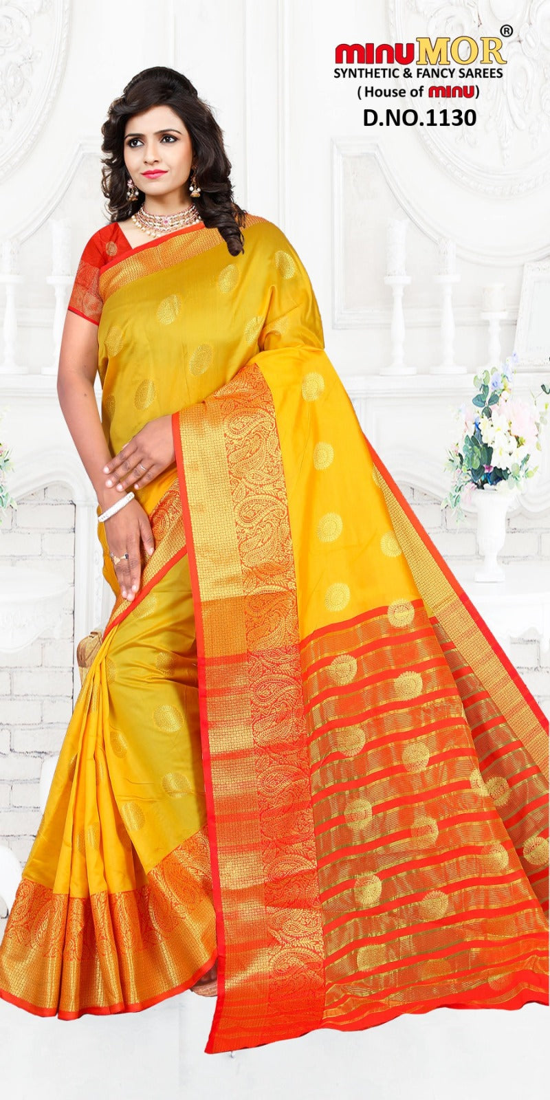 Fancy Saree Gold Butta (Design No_ 1130) (BP) - 6 Pcs Set