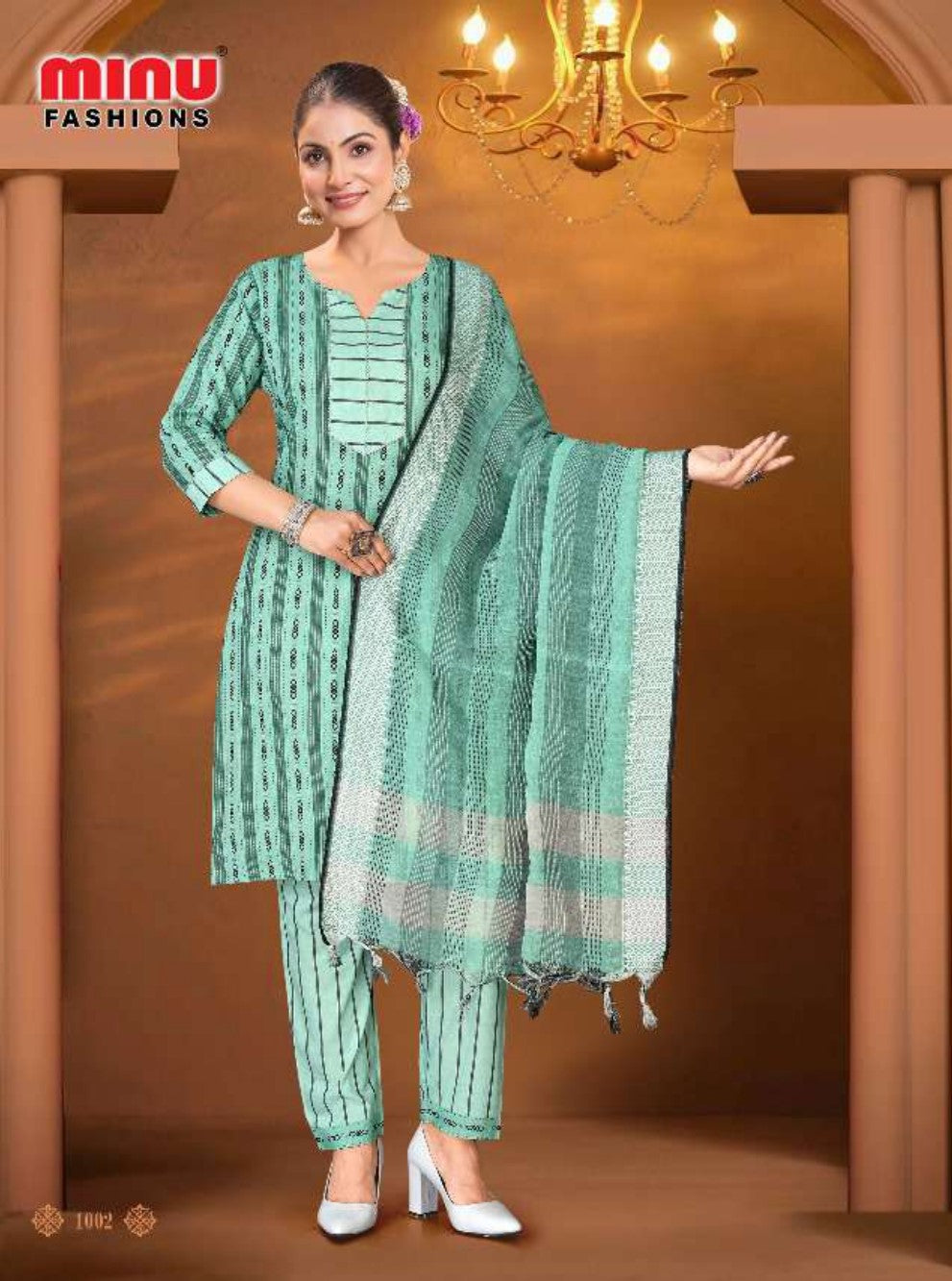 Printed Cotton Stitched Salwar Suit Handloom Choice Pestal - 6 Pcs Set