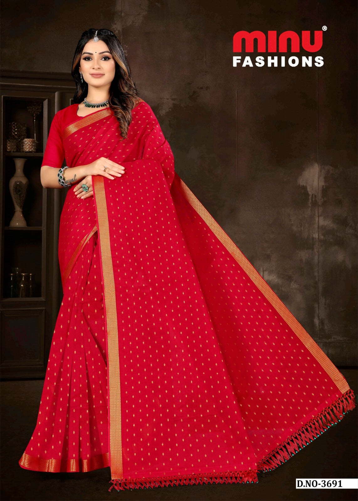 Embroidered Cotton Saree Hiramoti Vol-5 (Special Rate) - 8 Pcs Set