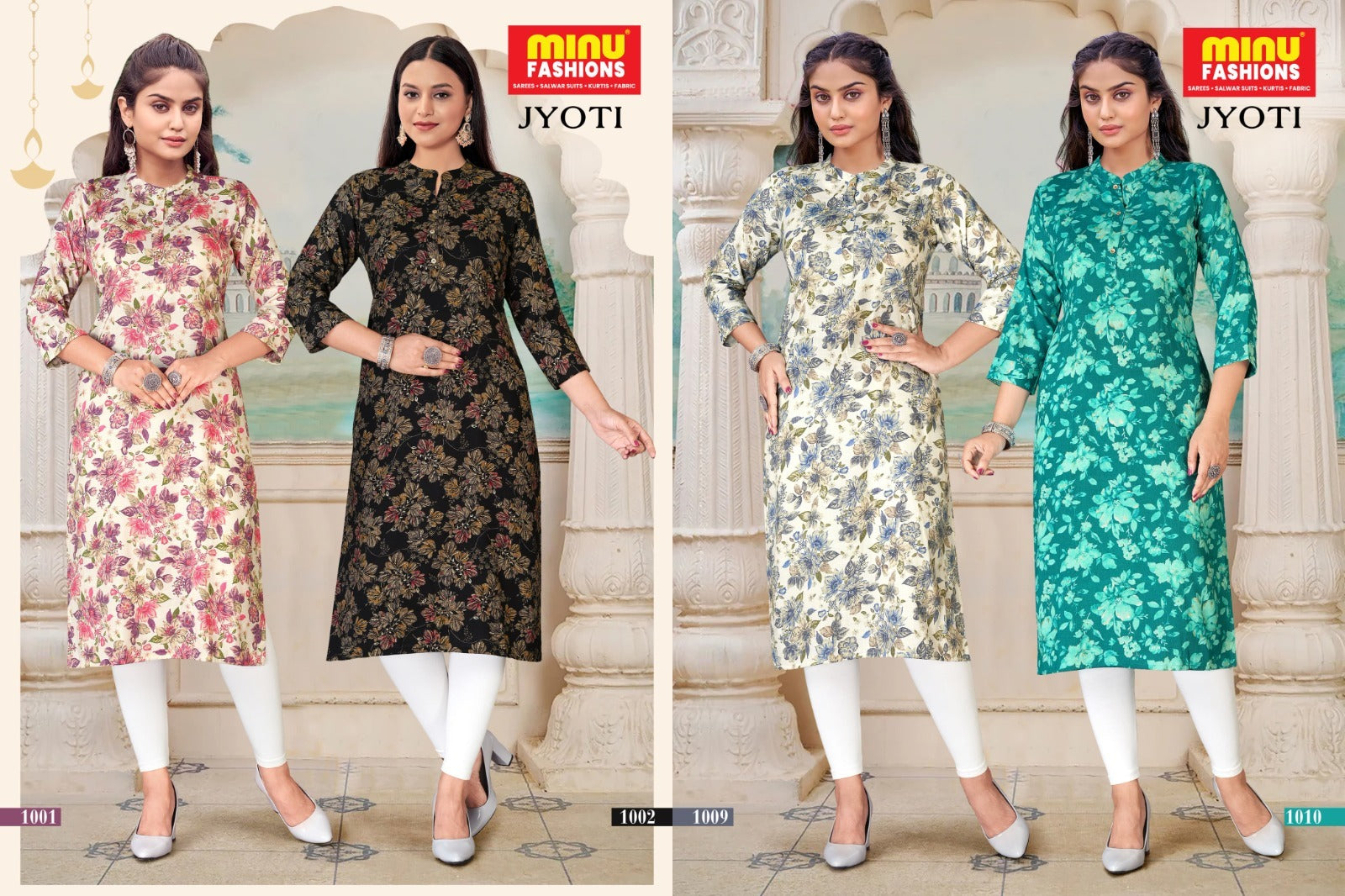 Printed Rayon Long Kurti Jyoti - 10 Pcs Set
