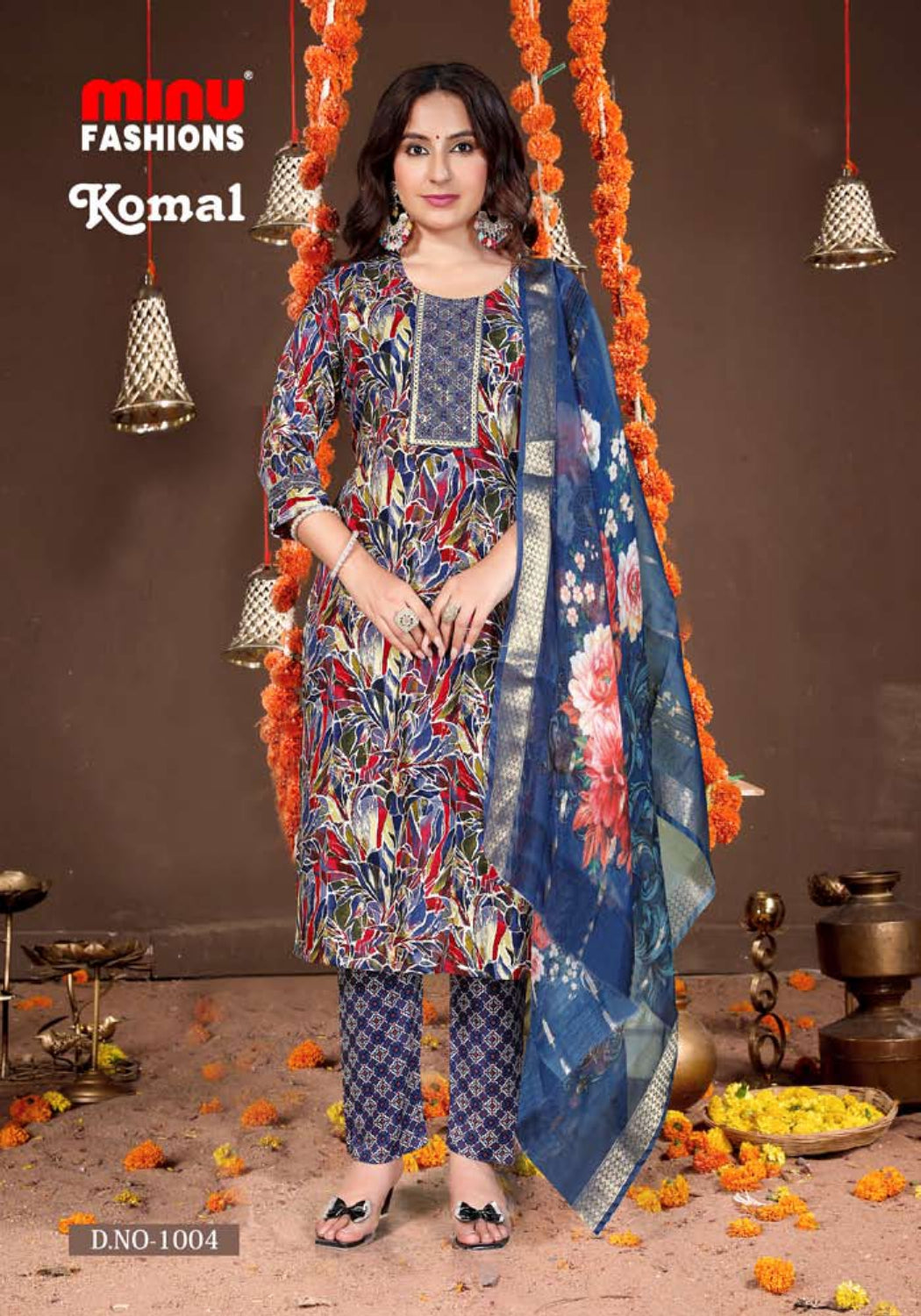 Printed Rayon Stitched Salwar Suit Komal - 8 Pcs Set