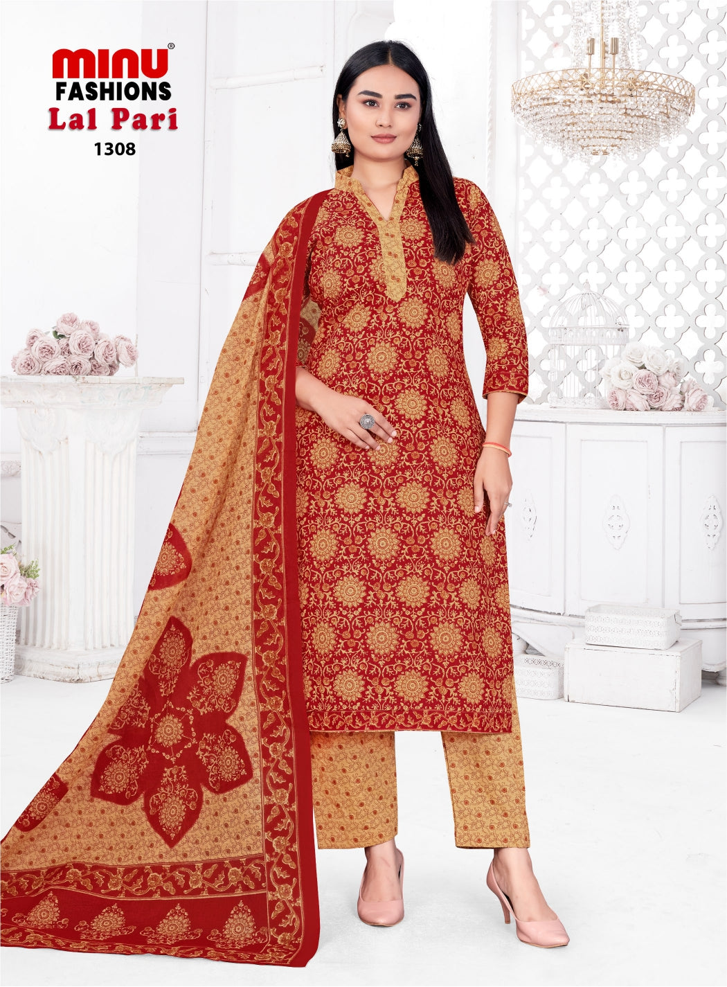 Printed Cotton Unstitched Salwar Suit Lal Pari (Vol-13) (Special Rate) - 10 Pcs Set
