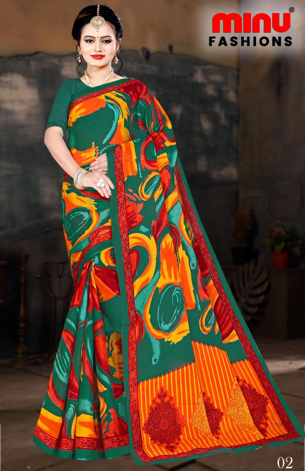 Printed Cotton Saree Nargis (Vol-4) - 10 Pcs Set