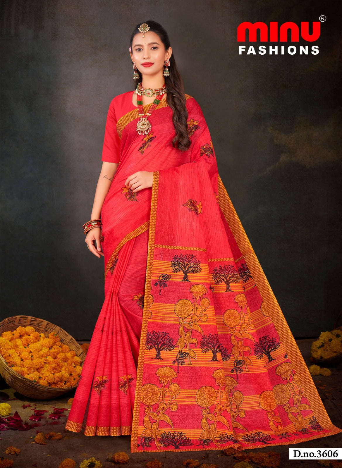Printed Cotton Saree Nusrat (Vol-2) - 8 Pcs Set