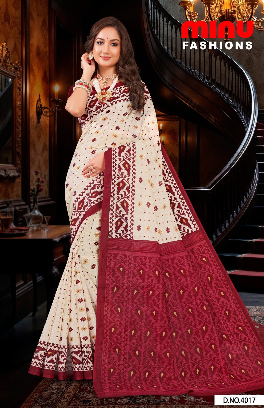Printed Cotton Saree Priyatama Tant - 8 Pcs Set