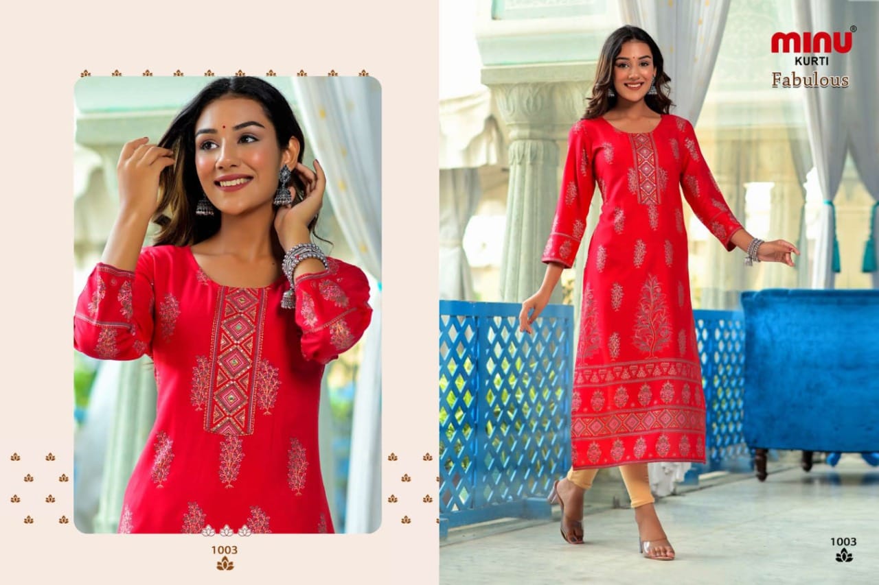 2 Piece Rayon Long Kurti Set Fabulous (6 Pcs Set)