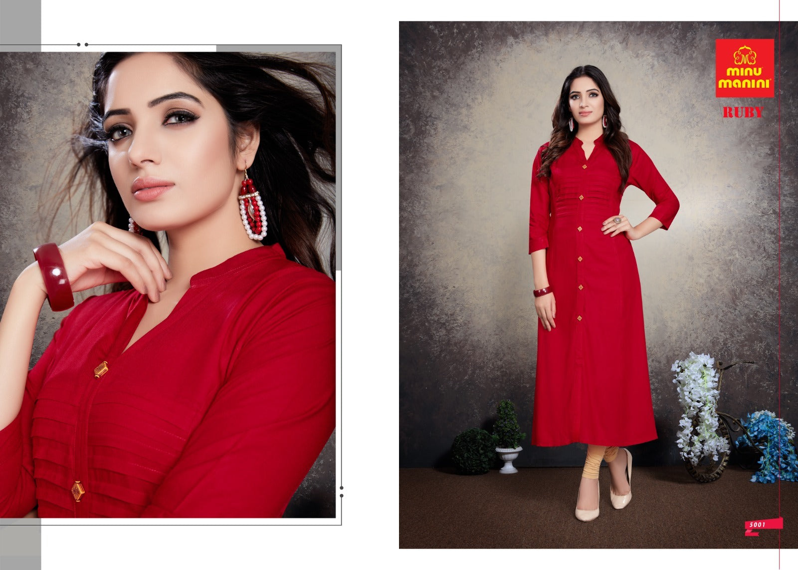Rayon Long Kurti Ruby (Vol-5) - 10 Pcs Set