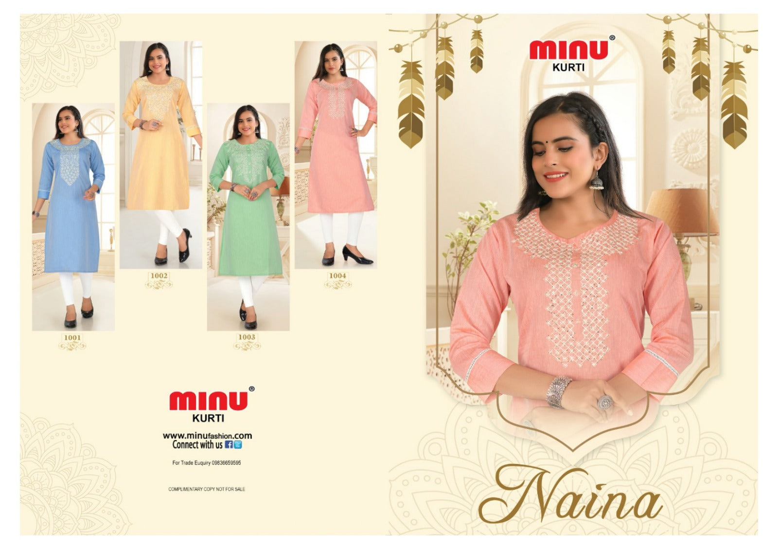Rayon Long Kurti Naina - 4 Pcs Set