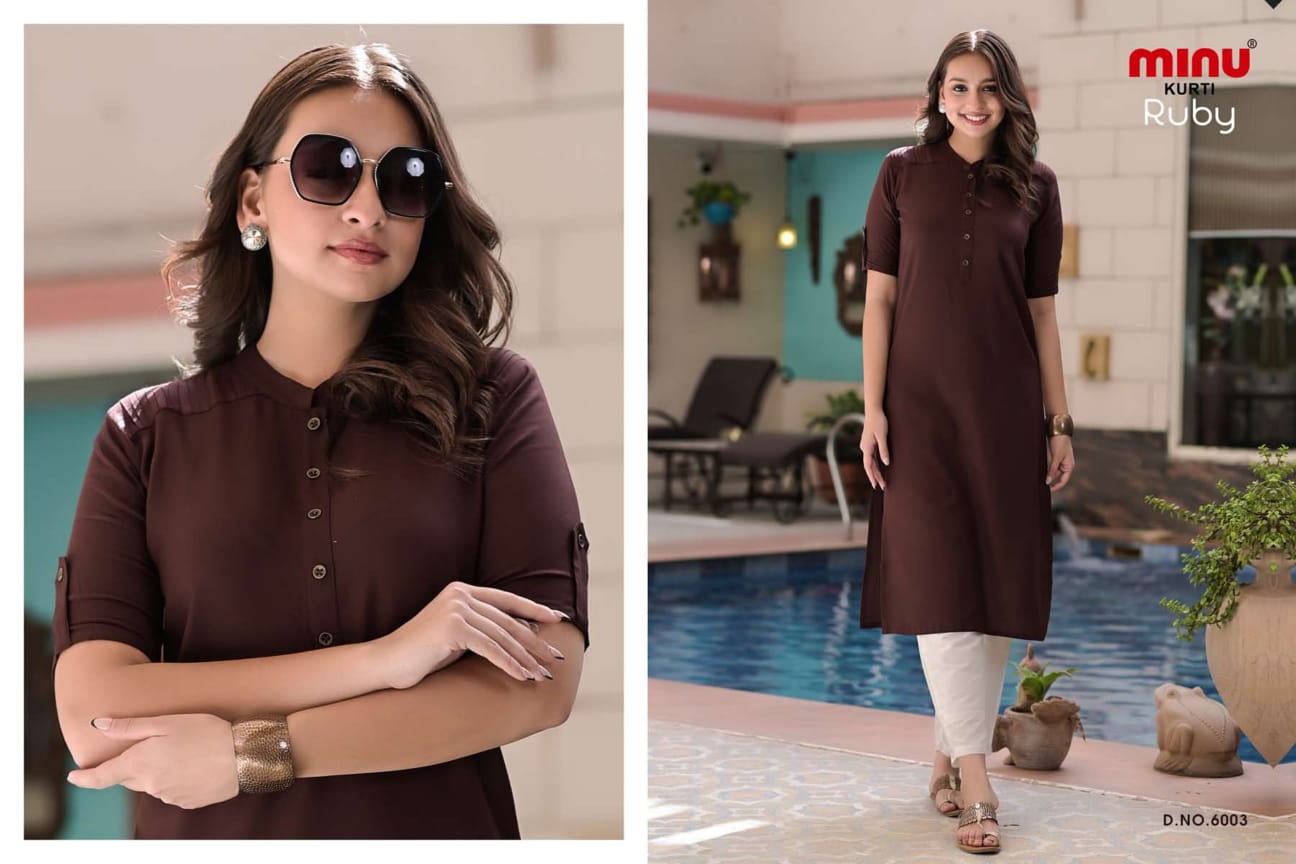 Rayon Long Kurti Ruby (Vol-6) - 10 Pcs Set