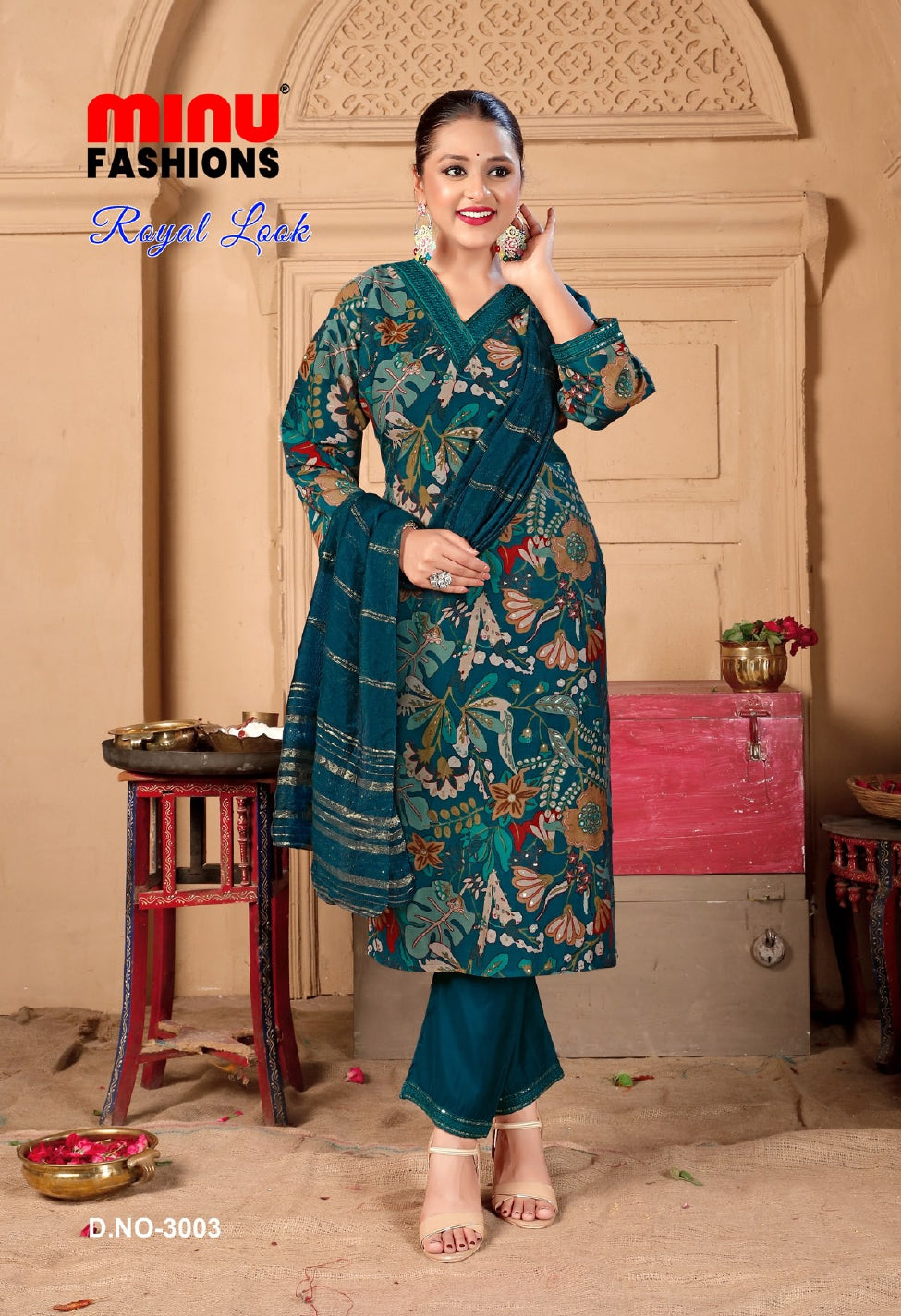 Printed Silk Stitched Salwar Suit Royal Look (Vol-3) - 6 Pcs Set