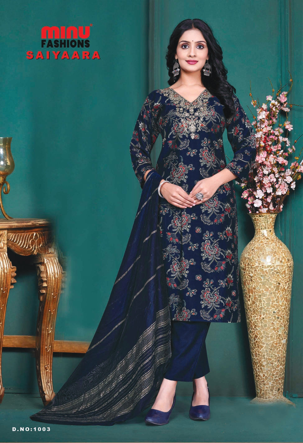Printed Cotton Stitched Salwar Suit Saiyaara - 8 Pcs Set