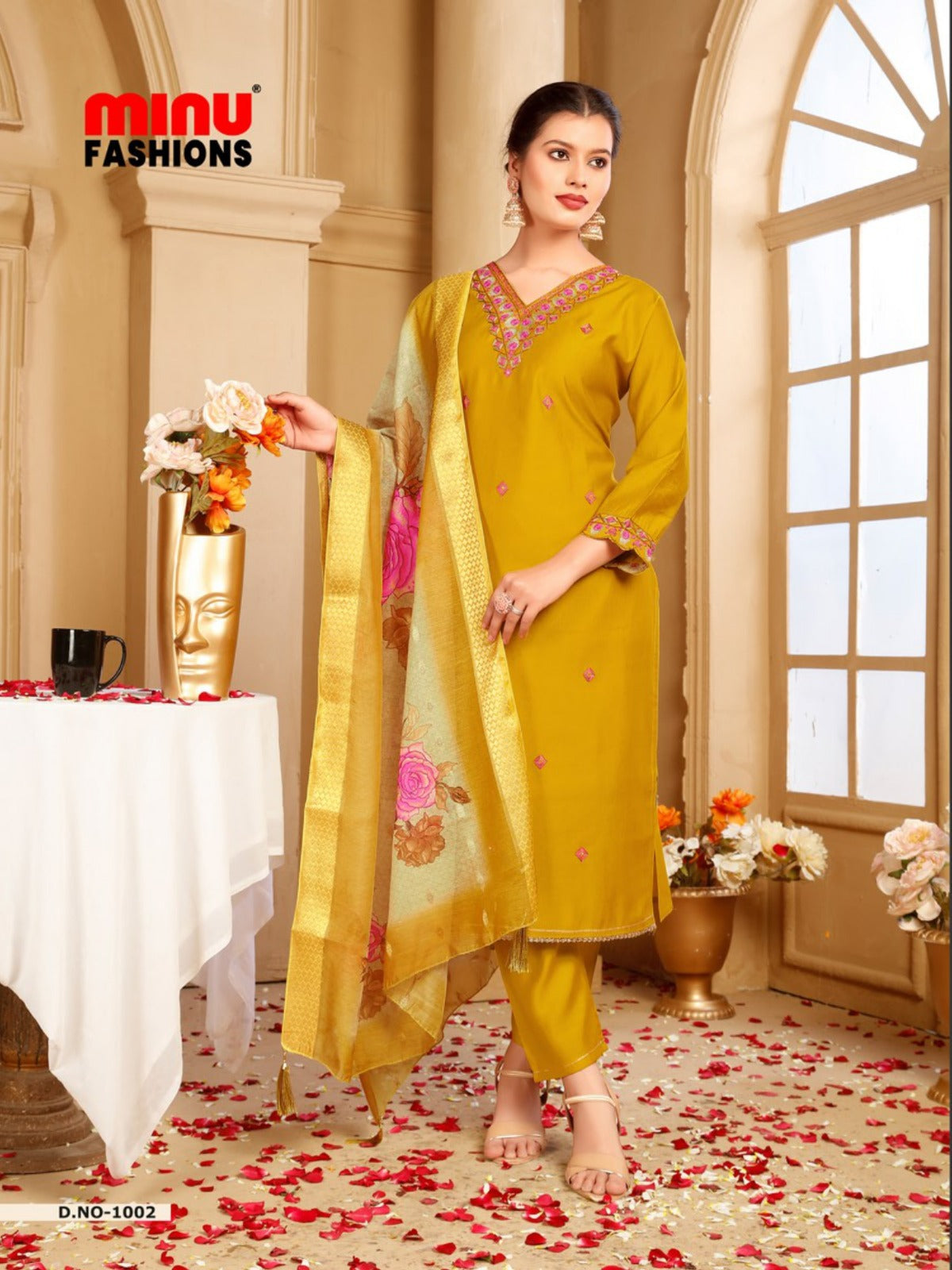 Embroidered Silk Stitched Salwar Suit Sonam - 6 Pcs Set