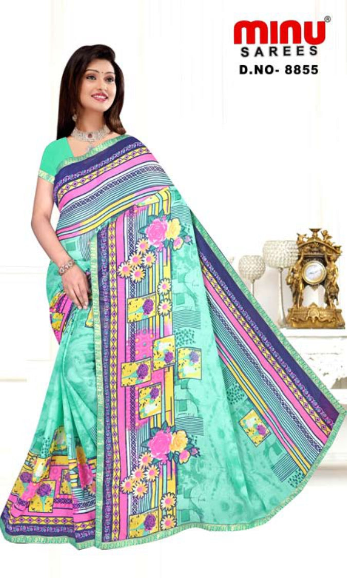 Fancy Saree Star Chiffon (BP) - 8 Pcs Set