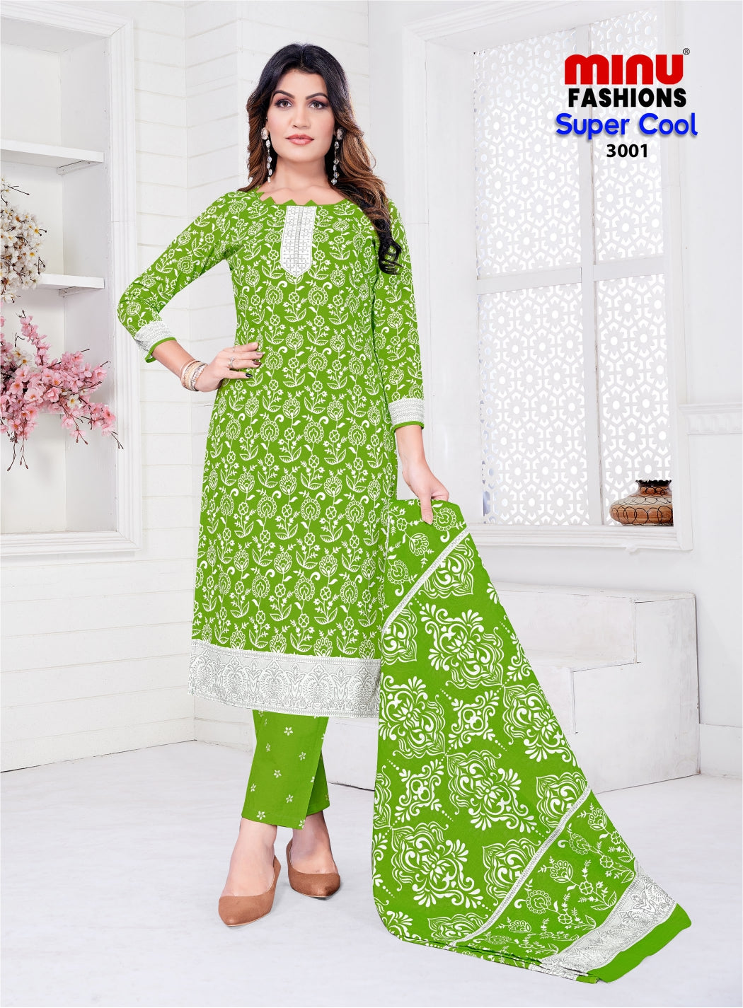 Printed Cotton Stitched Salwar Suit Super Cool - 10 Pcs Set