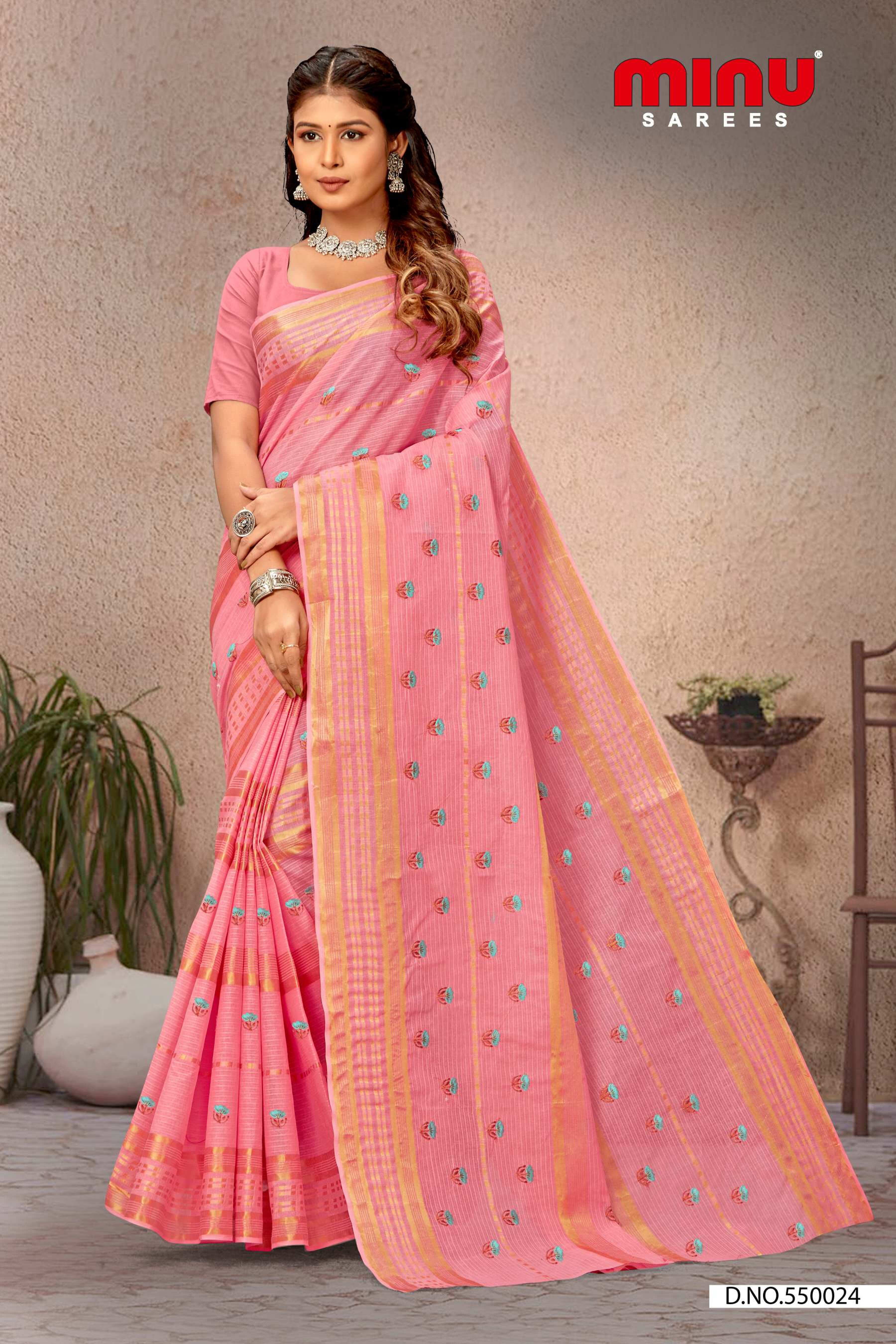 pink printed cotton saree for sale