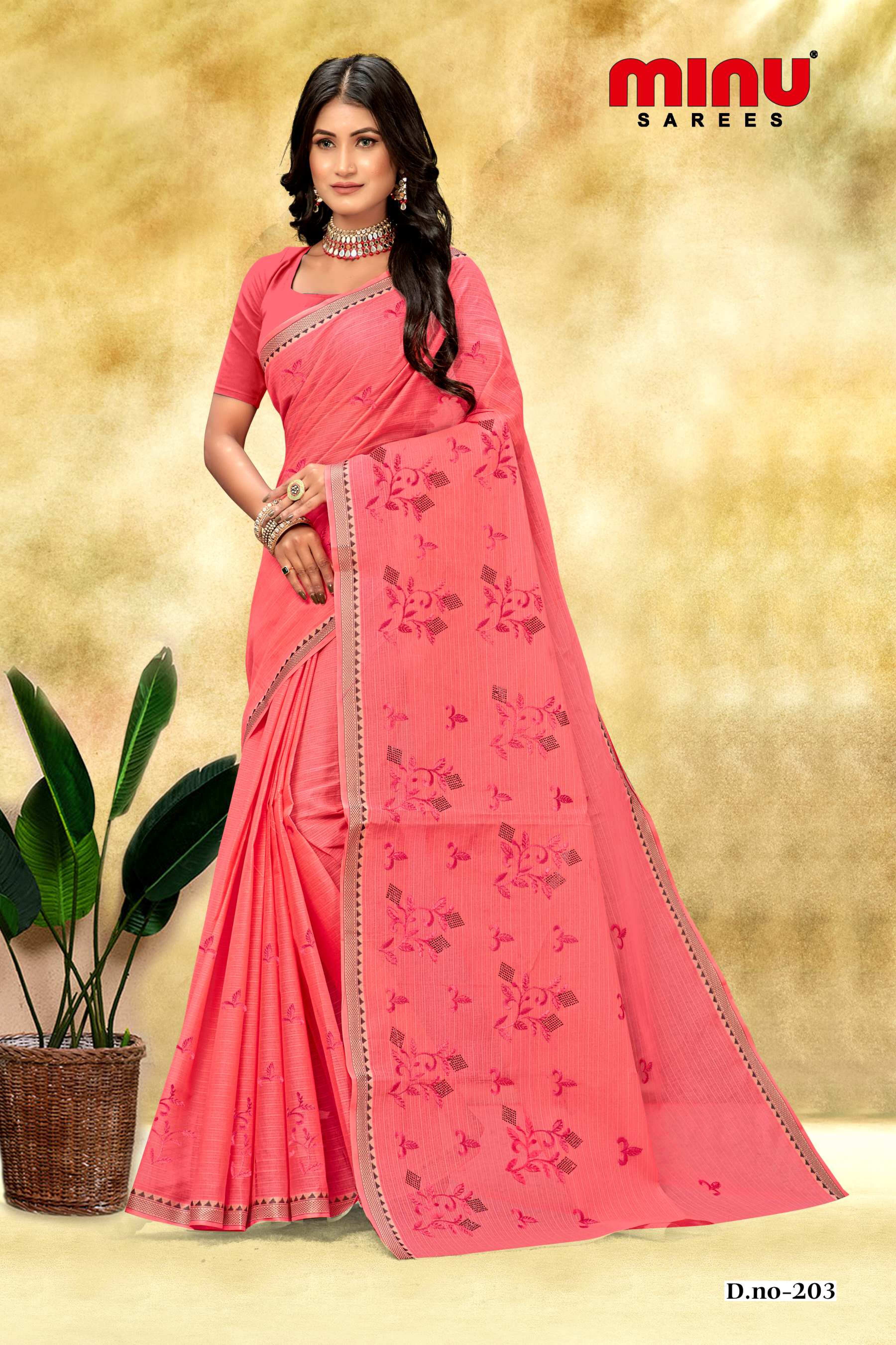 pink printed pure cotton saree for wholesalers online 