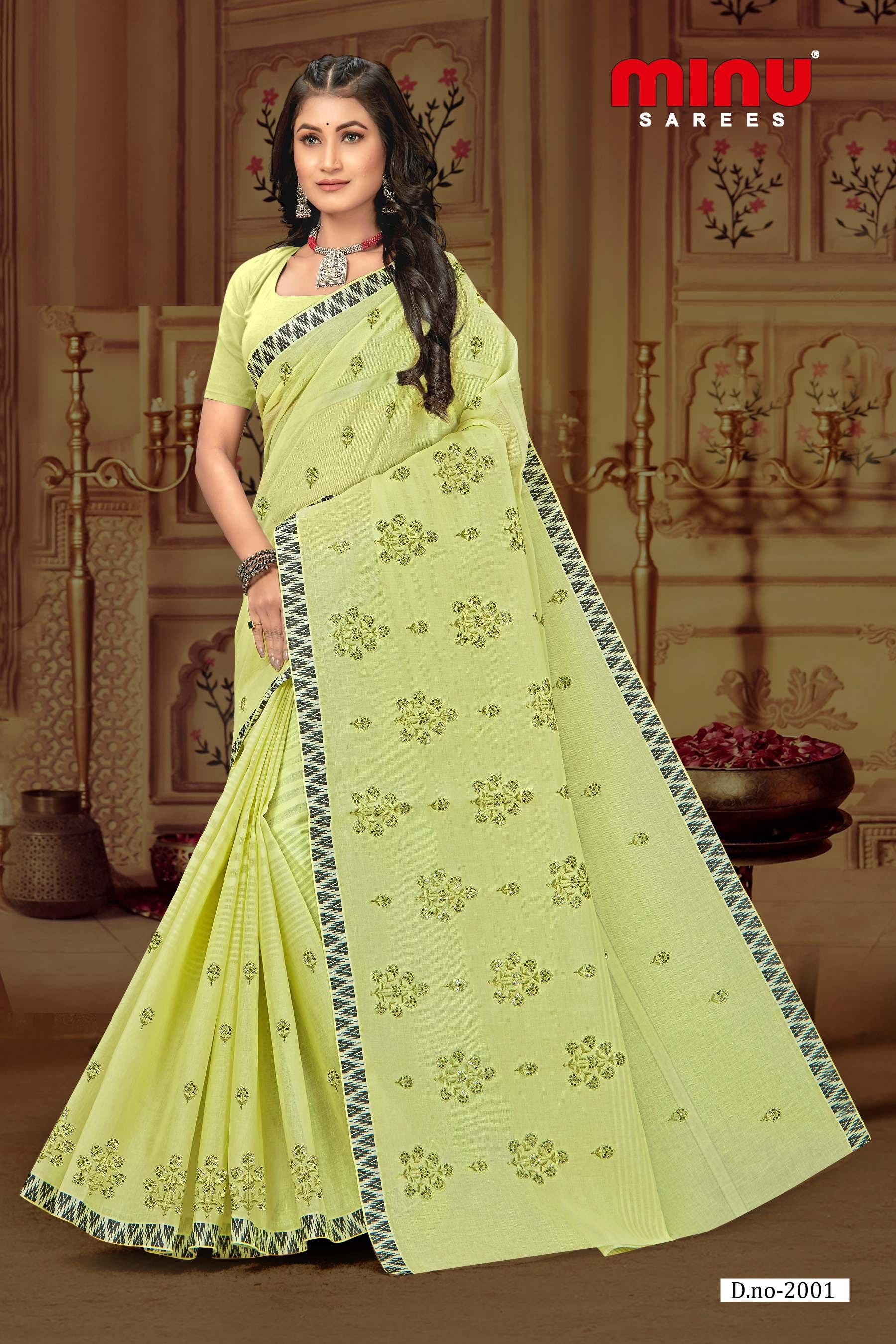 online image of designer cotton saree for wholesale 