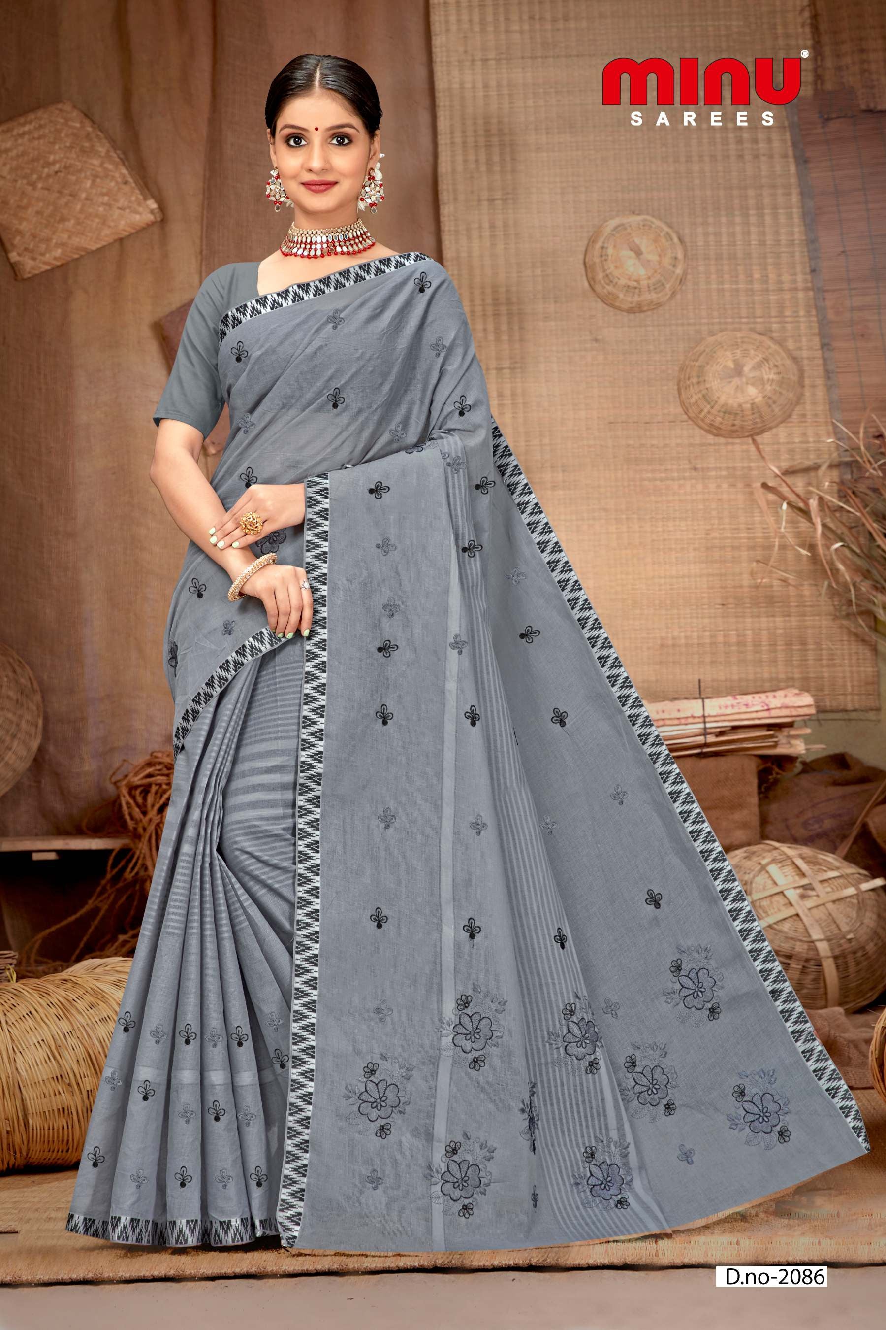 women's cotton embroidered saree cash on delivery