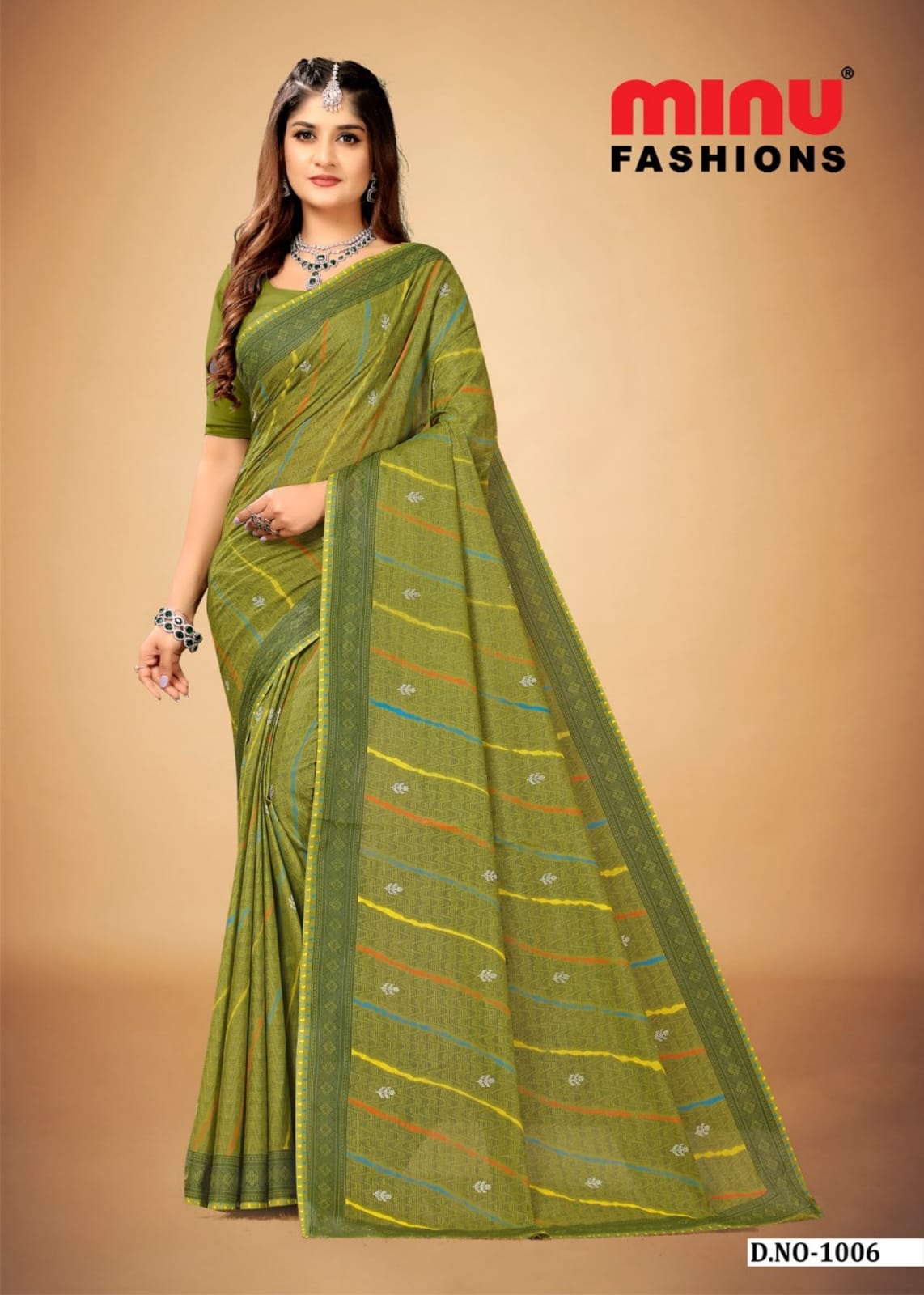 Embroidered Cotton Saree Avani (Special Rate) - 10 Pcs Set