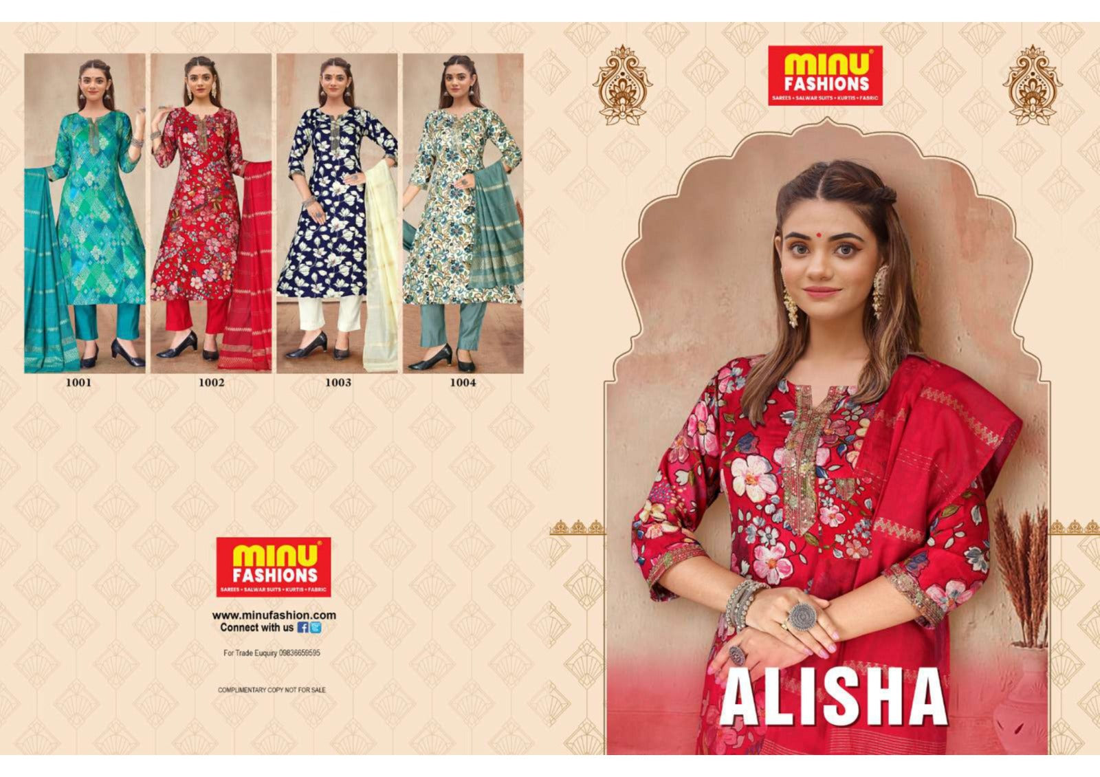 3 Piece Rayon Long Kurti Set Alisha - 4 Pcs Set