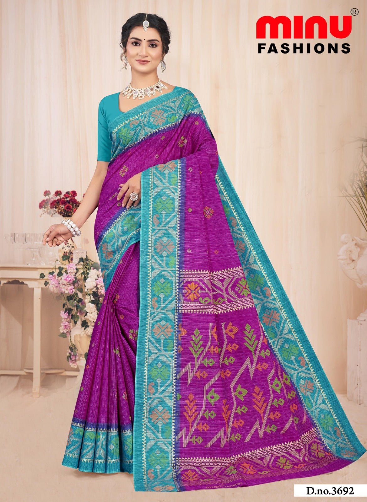 Malai Cotton Saree Binodini - 8 Pcs Set