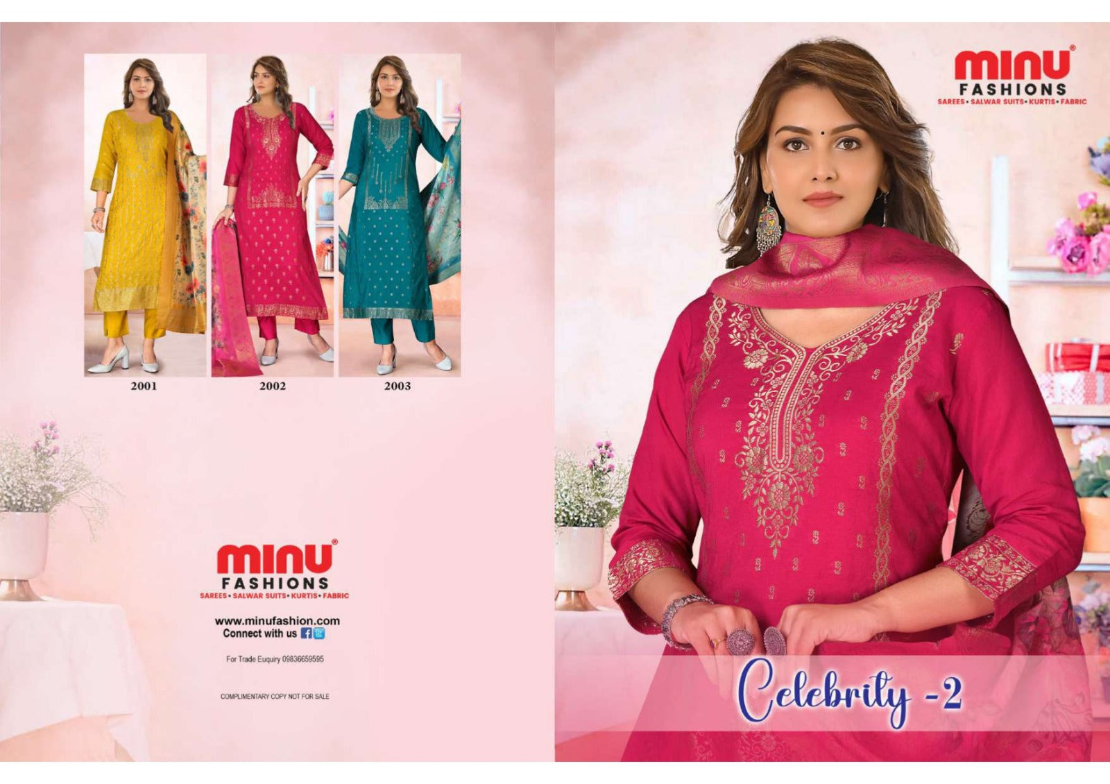 3 Piece Cotton Long Kurti Set Celebrity - 3 Pcs Set