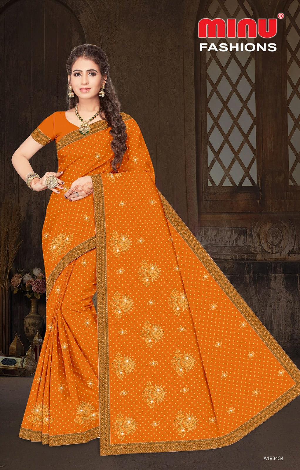 Embroidered Cotton Saree Craftry (Special Rate) - 8 Pcs Set